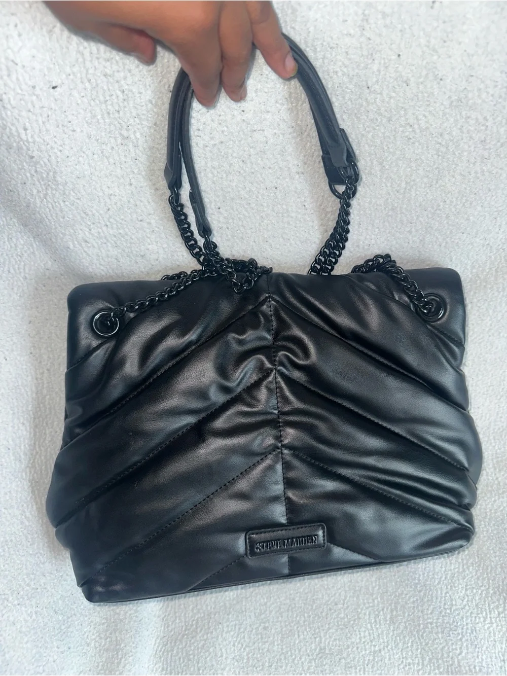 Steve Madden Black Quilted Chain-Handle Shoulder Bag